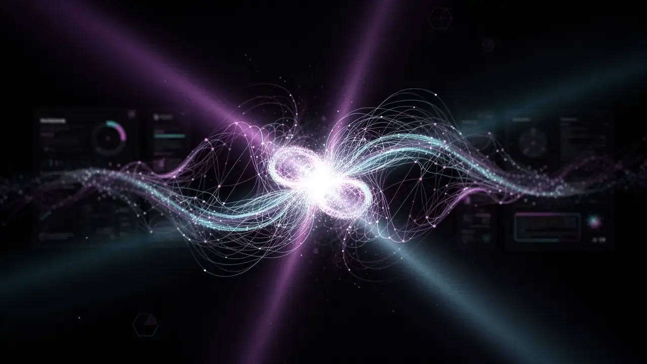 Malha neural luminosa emergindo do escuro
